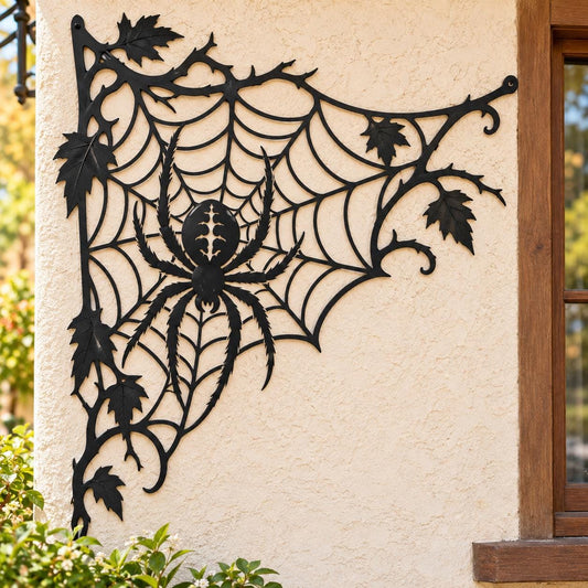 Spider Metal Wall Art, Gothic Spider Web Decor, Halloween Porch Sign, Outdoor Metal Wall Decor, Spider Lover Gift for Men