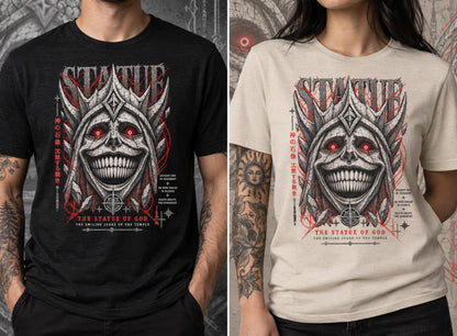 Solo Leveling Statue of God Shirt, Anime Graphic Tee, Cartenon Temple Dark Fantasy Manga Shirt, Smiling Judge Streetwear Anime Gift for Fans