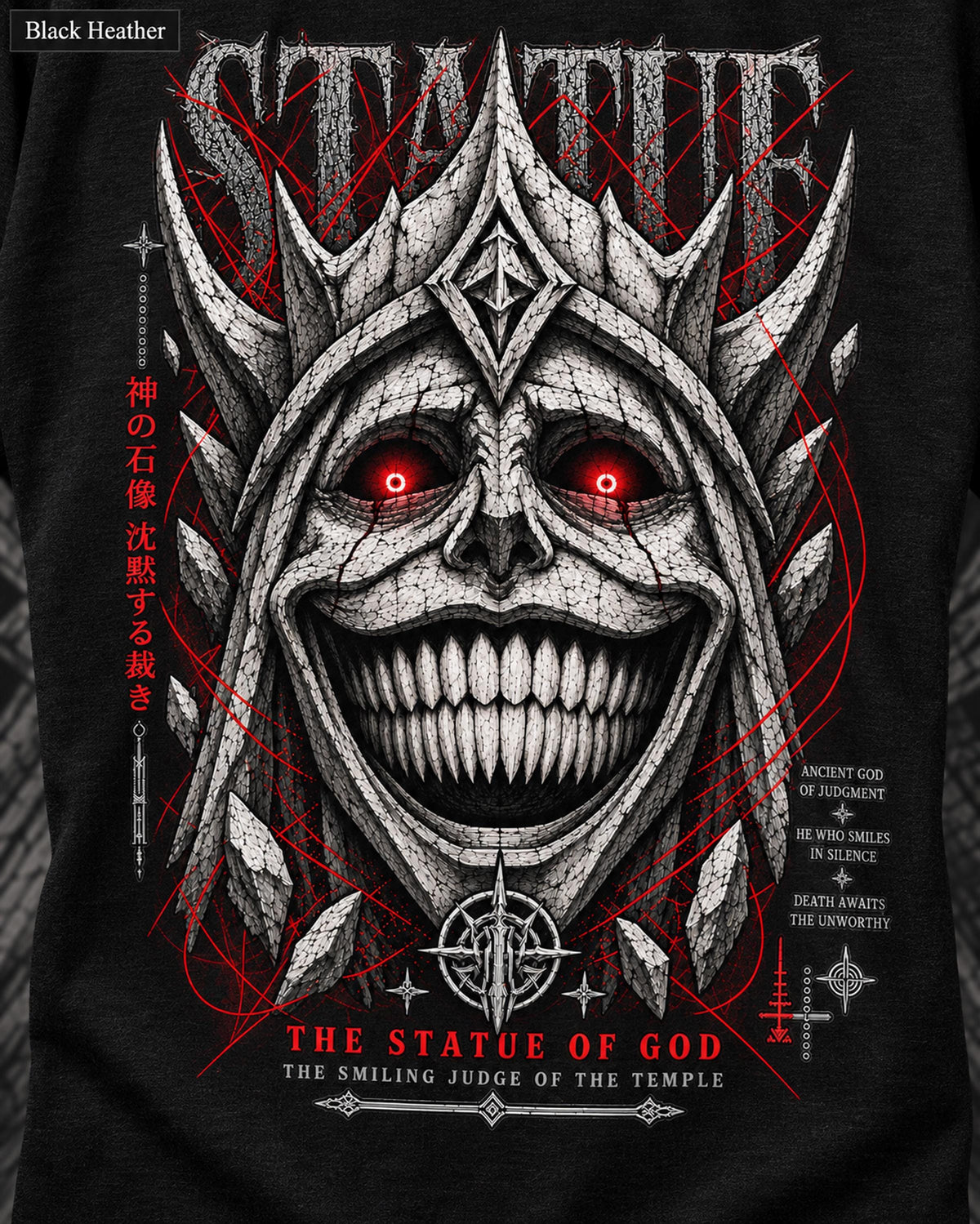 Solo Leveling Statue of God Shirt, Anime Graphic Tee, Cartenon Temple Dark Fantasy Manga Shirt, Smiling Judge Streetwear Anime Gift for Fans