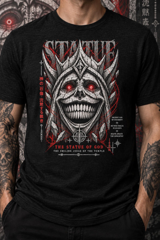 Solo Leveling Statue of God Shirt, Anime Graphic Tee, Cartenon Temple Dark Fantasy Manga Shirt, Smiling Judge Streetwear Anime Gift for Fans