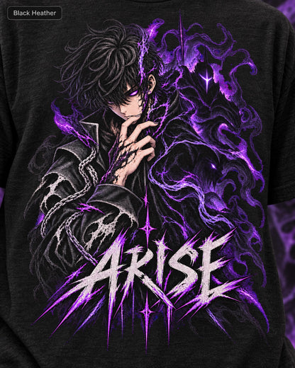 Solo Leveling Sung Jinwoo Shirt, Arise Anime Graphic Tee, Shadow Monarch Purple Flame, Dark Fantasy Manga Streetwear, Anime Fan Gift Unisex