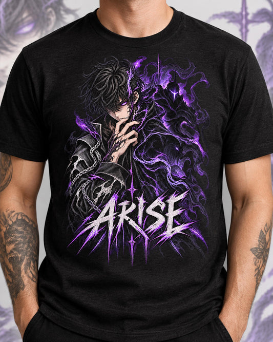 Solo Leveling Sung Jinwoo Shirt, Arise Anime Graphic Tee, Shadow Monarch Purple Flame, Dark Fantasy Manga Streetwear, Anime Fan Gift Unisex