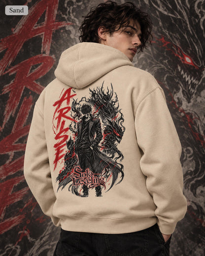 Solo Leveling Arise Hoodie, Front & Back Print, Shadow Monarch Anime Graphic Hoodie, Dark Fantasy Manga Hoodie, Unisex Anime Streetwear Gift