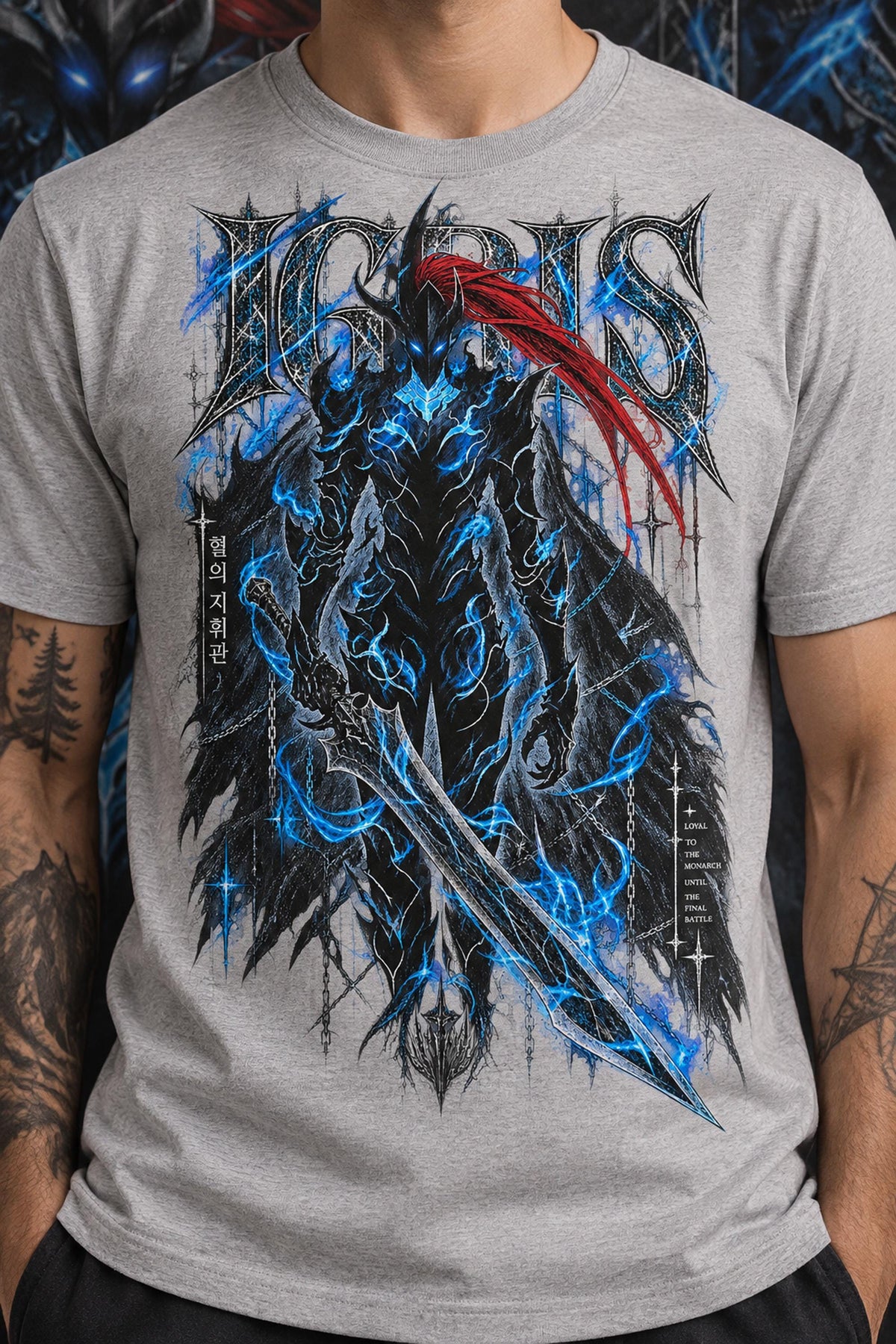 Solo Leveling Igris Shirt, Anime Graphic Tee, Blood-Red Commander Dark Fantasy Manga Shirt, Shadow Monarch Fan Gift, Otaku Streetwear Tee