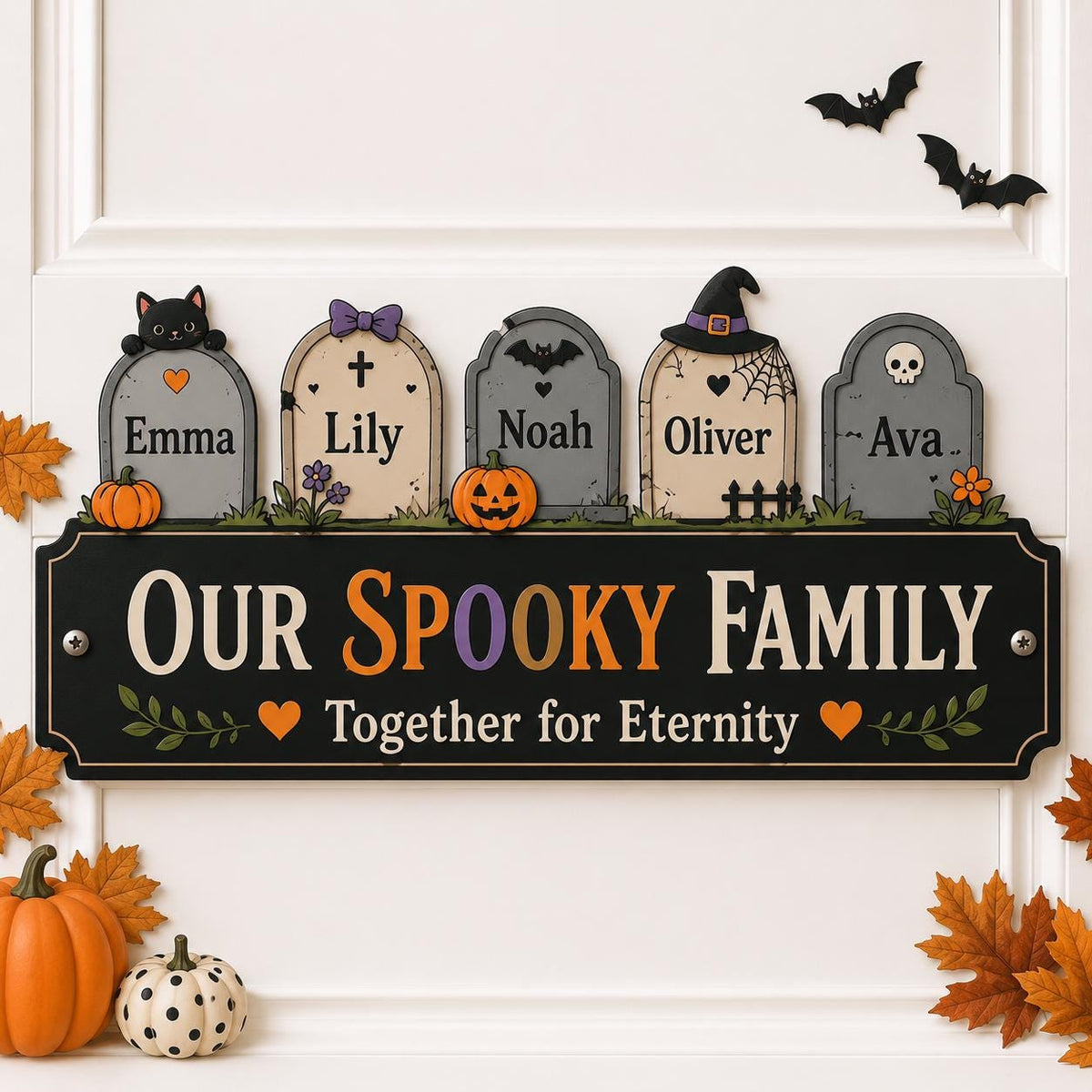 Halloween Family Sign, Custom Spooky Family Names, Tombstone Graveyard Wall Decor, Halloween Door Sign, Halloween Home and Door Decor