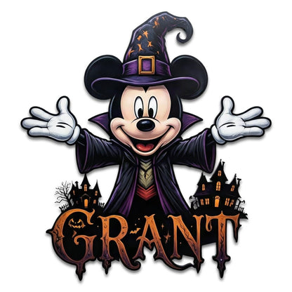 Personalized Halloween Mouse Metal Sign| Custom Family Name Wall Decor| Witch Mouse Plaque| UV Printed Black Powder Coated Mild Steel