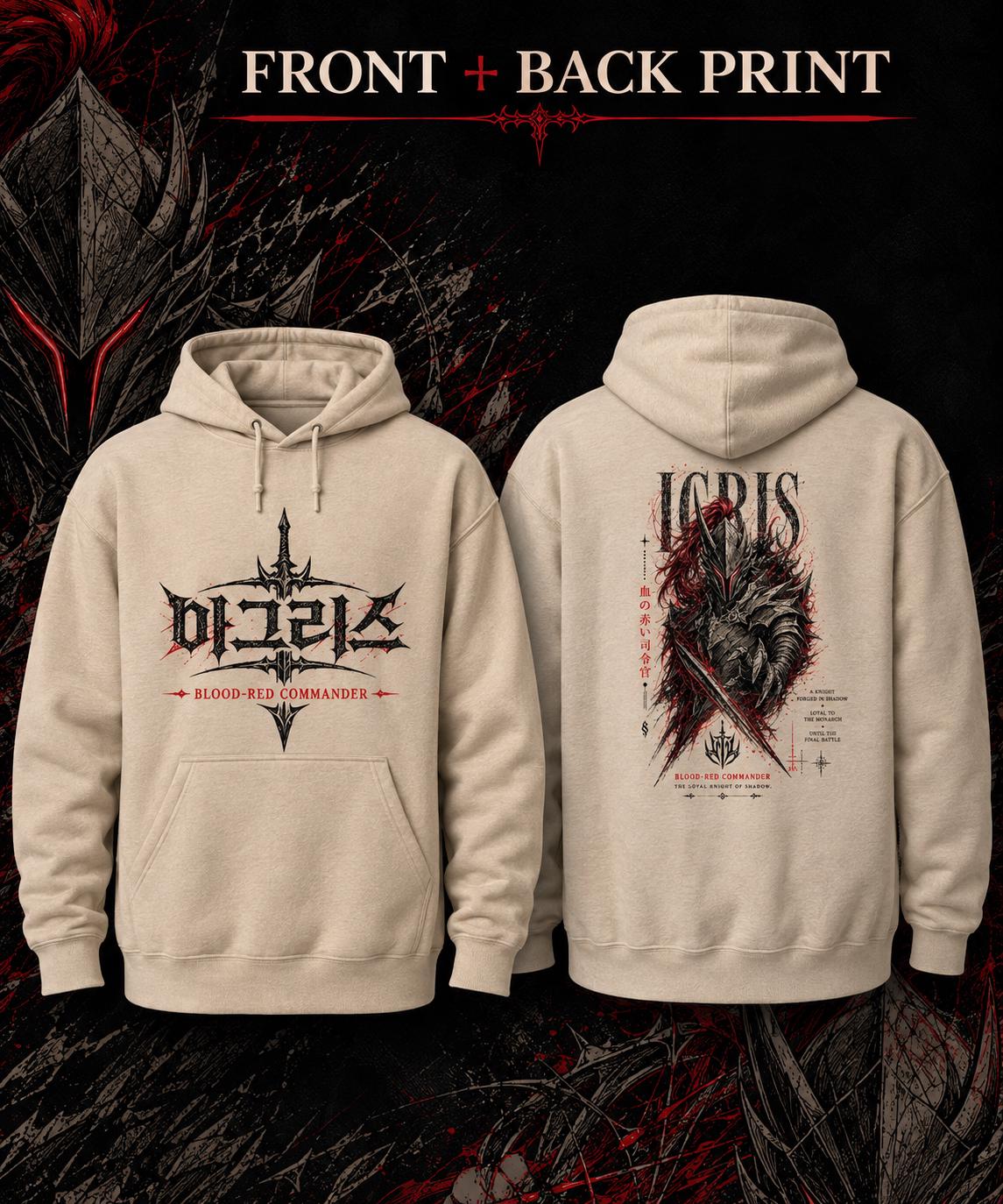 Solo Leveling Igris Hoodie, Front & Back Anime Graphic Hoodie, Blood-Red Commander Dark Fantasy Manga Hoodie, Shadow Monarch Anime Fan Gift
