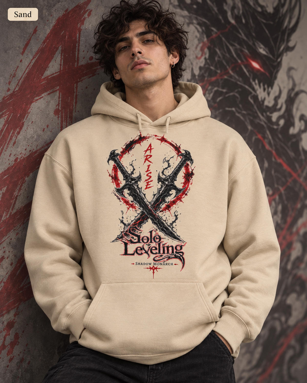 Solo Leveling Arise Hoodie, Front & Back Print, Shadow Monarch Anime Graphic Hoodie, Dark Fantasy Manga Hoodie, Unisex Anime Streetwear Gift