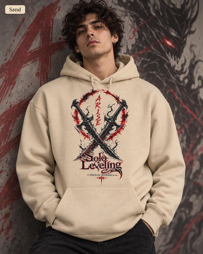 Solo Leveling Arise Hoodie, Front & Back Print, Shadow Monarch Anime Graphic Hoodie, Dark Fantasy Manga Hoodie, Unisex Anime Streetwear Gift