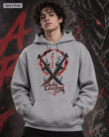 Solo Leveling Arise Hoodie, Front & Back Print, Shadow Monarch Anime Graphic Hoodie, Dark Fantasy Manga Hoodie, Unisex Anime Streetwear Gift