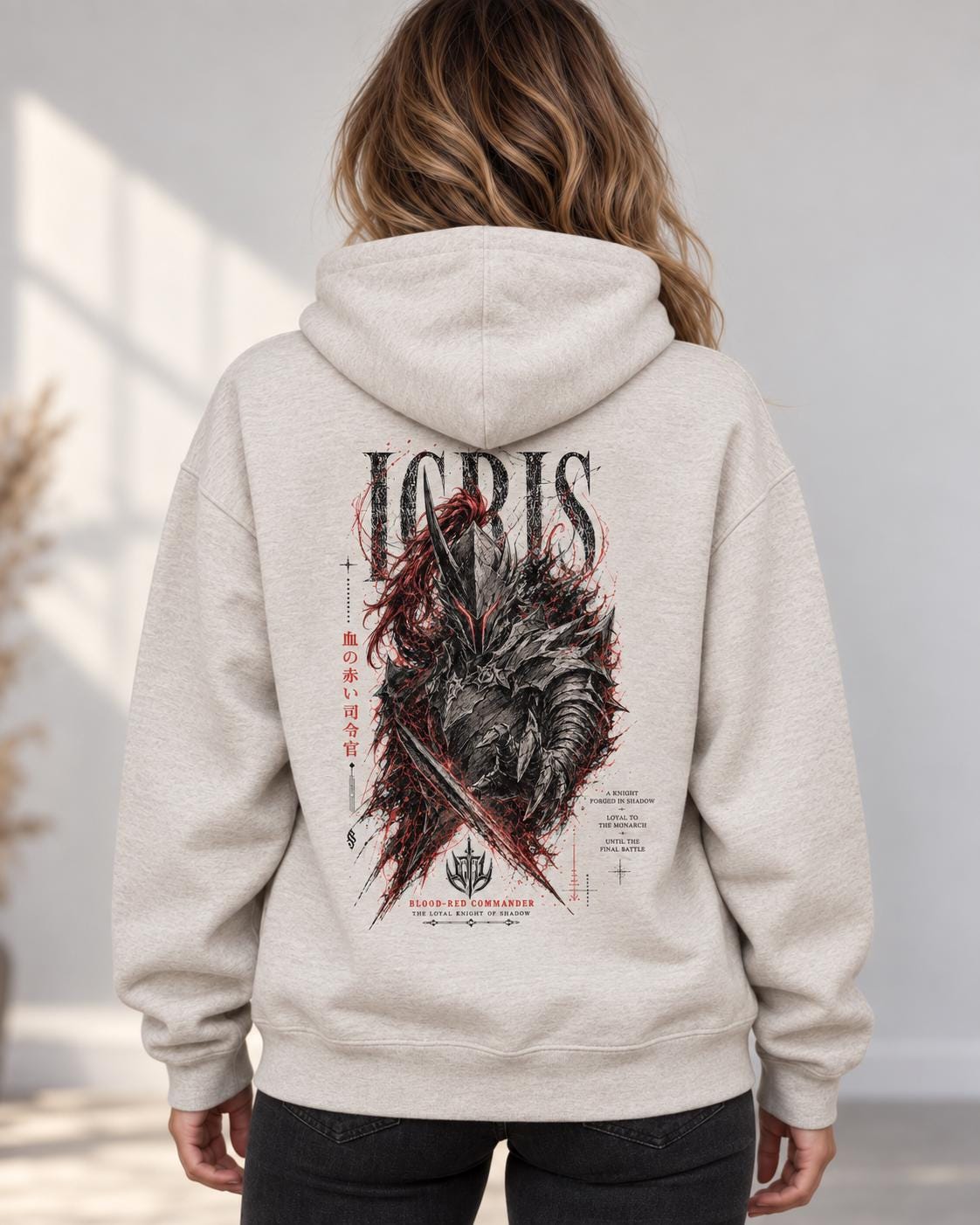 Solo Leveling Igris Hoodie, Front & Back Anime Graphic Hoodie, Blood-Red Commander Dark Fantasy Manga Hoodie, Shadow Monarch Anime Fan Gift
