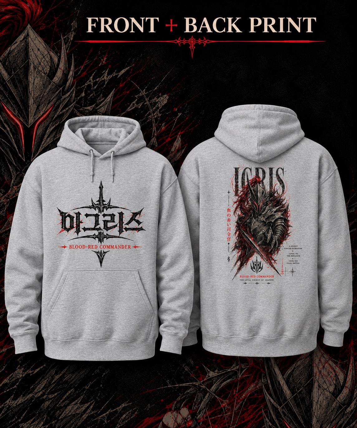 Solo Leveling Igris Hoodie, Front & Back Anime Graphic Hoodie, Blood-Red Commander Dark Fantasy Manga Hoodie, Shadow Monarch Anime Fan Gift