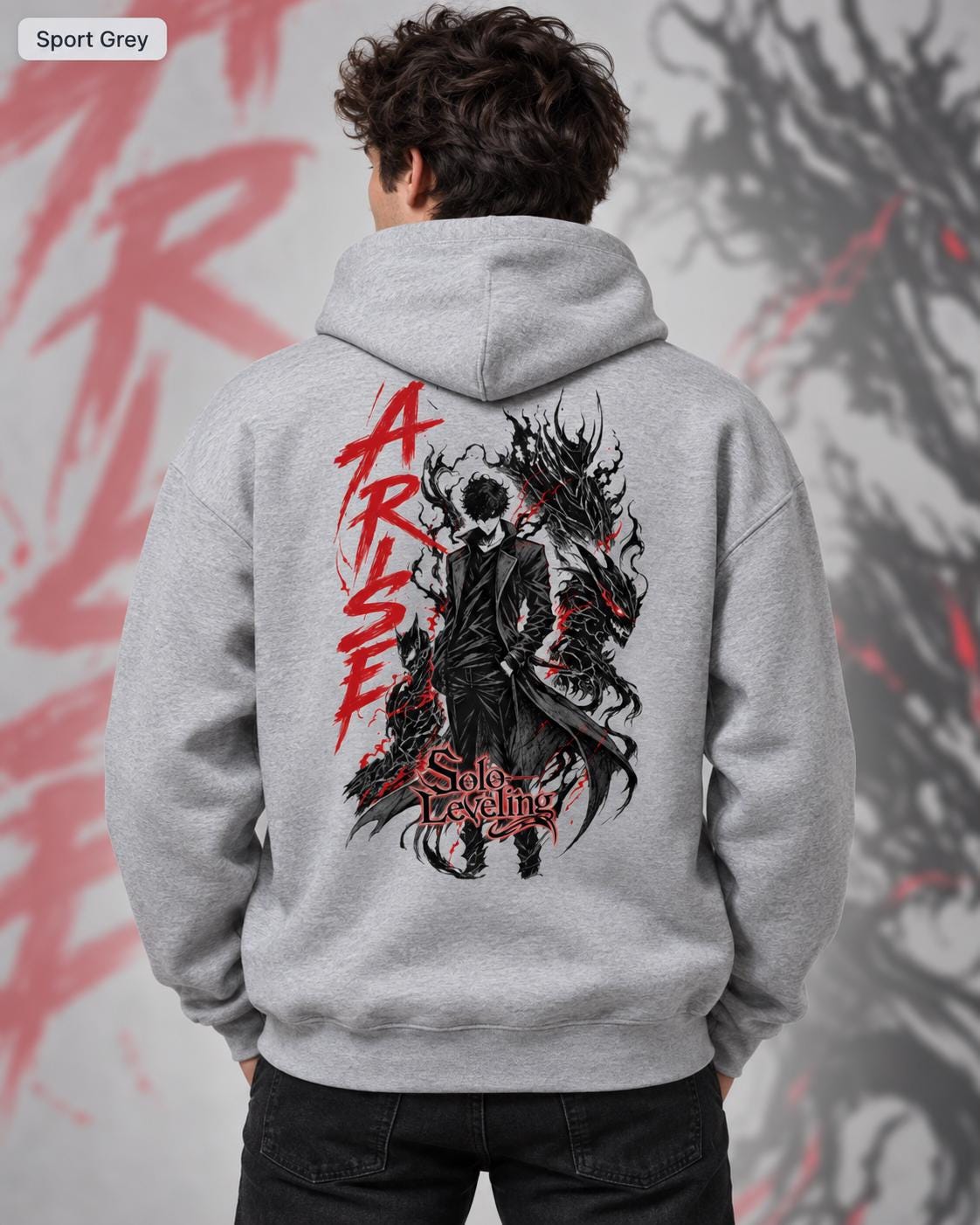 Solo Leveling Arise Hoodie, Front & Back Print, Shadow Monarch Anime Graphic Hoodie, Dark Fantasy Manga Hoodie, Unisex Anime Streetwear Gift