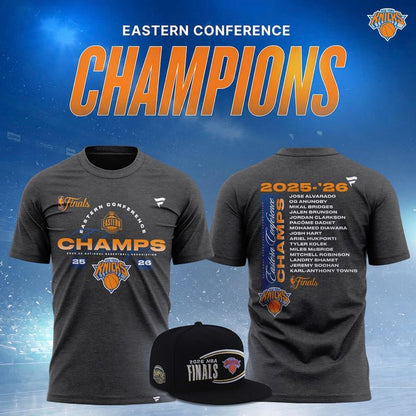 Men's New York Knicks Fanatics Charcoal 2026 Eastern Conference Champions Two-Sided T-Shirt | EH28