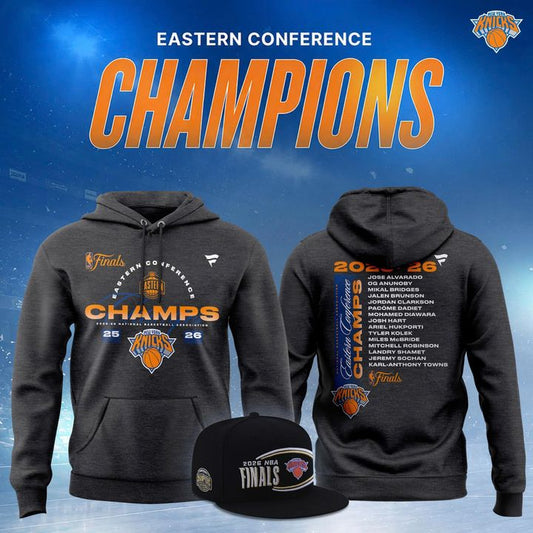 Men's New York Knicks Fanatics Charcoal 2026 Eastern Conference Champions Two-Sided Zip Hoodie | QL92