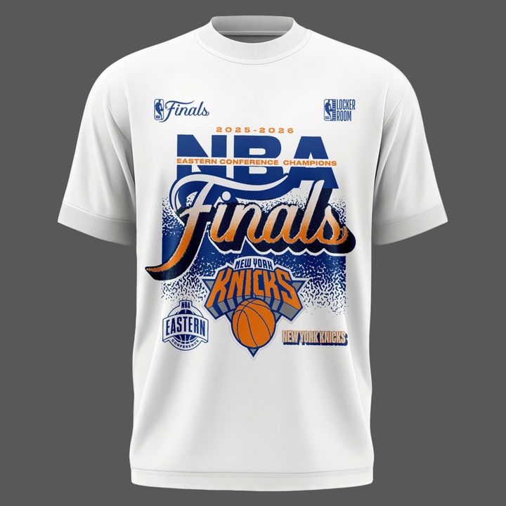 Exclusive New York Knicks 2026 Eastern Conference Champions Locker Room Team Signatures Print T-Shirt White | YR77