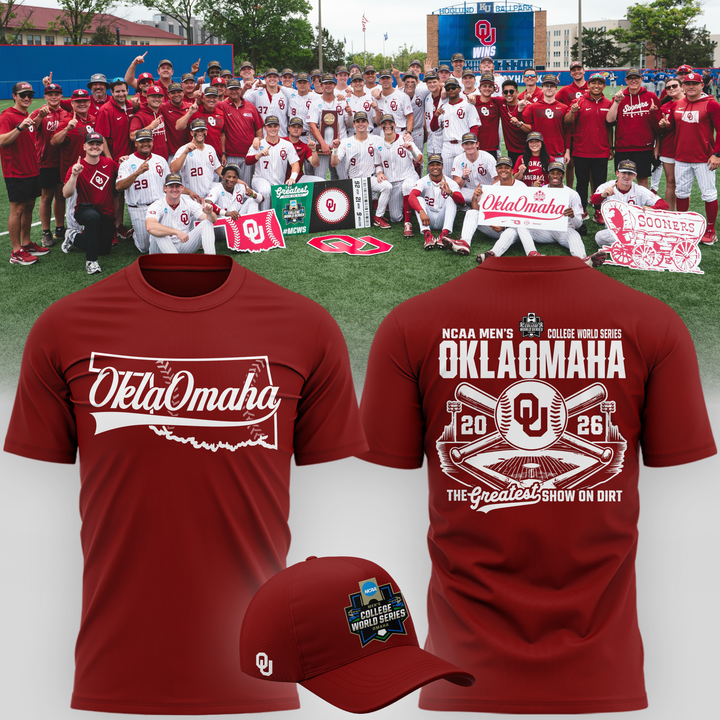 Oklahoma Sooners  2026  Baseball College World Series OKLAOMAHA  T-shirt | FX95