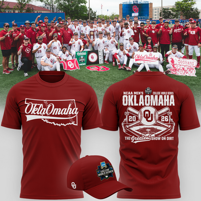 Oklahoma Sooners  2026  Baseball College World Series OKLAOMAHA  T-shirt | FX95