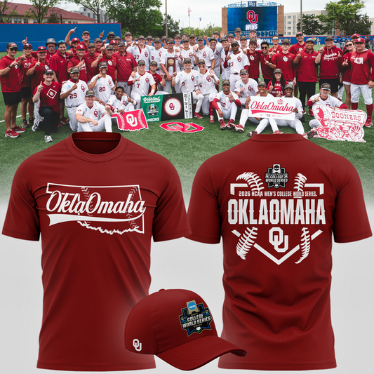 Oklahoma Sooners  2026  Baseball College World Series OKLAOMAHA  T-shirt | EE49