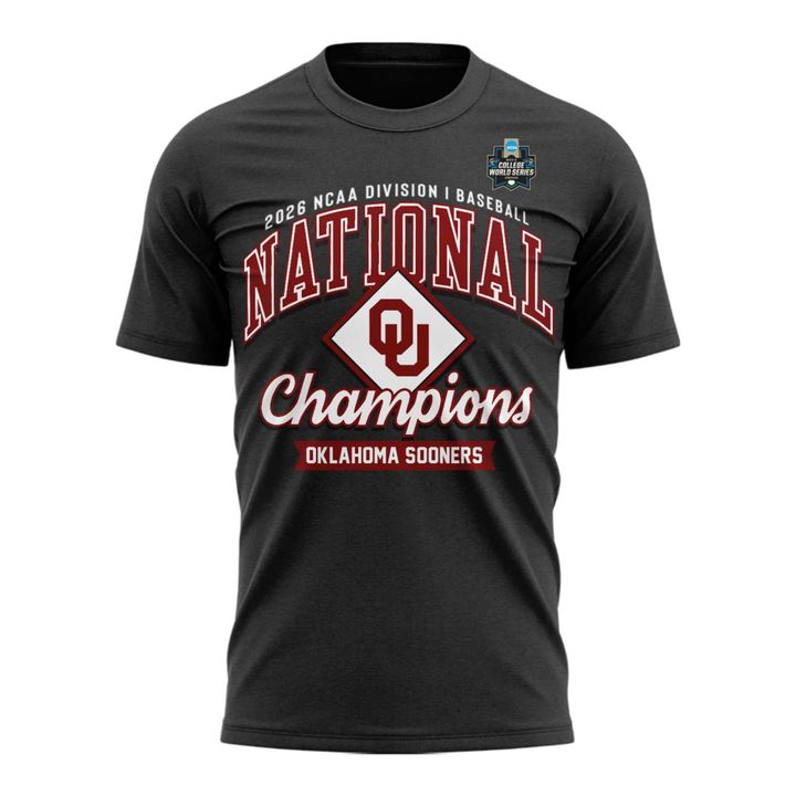 Oklahoma Sooners Charcoal Black 2026 NCAA Division I Baseball National Champions Locker Room T-Shirt