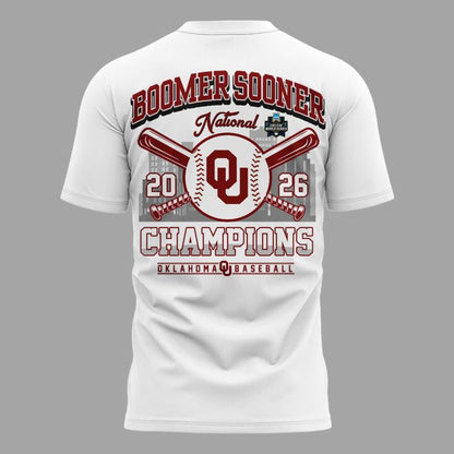 Men's Champion White Oklahoma Sooners 2026 NCAA Baseball Men's College World Series Champions T-Shirt