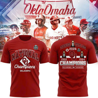 Oklahoma Sooners 2026 NCAA Baseball National Champions Locker Room T-Shirt - Crimson