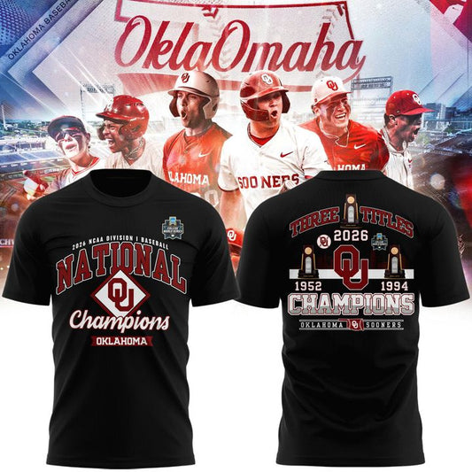 Oklahoma Sooners 2026 NCAA Baseball National Champions Locker Room T-Shirt - Black