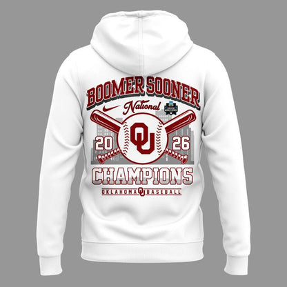 Oklahoma Sooners White 2026 NCAA Division I Baseball National Champions Locker Room Hoodie