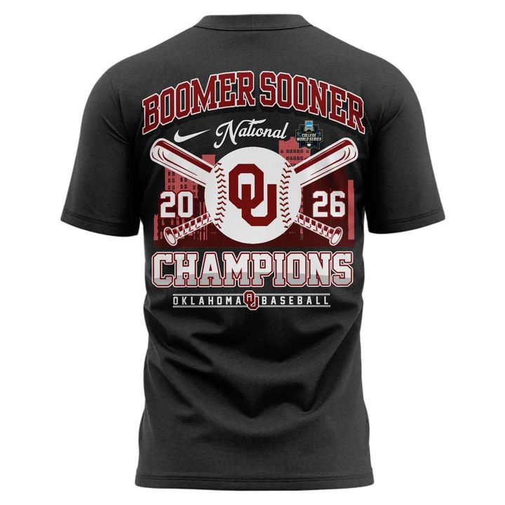 Oklahoma Sooners Charcoal Black 2026 NCAA Division I Baseball National Champions Locker Room T-Shirt