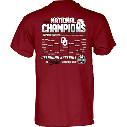Unisex Blue 84 Crimson Oklahoma Sooners 2026 NCAA Baseball Men's College World Series Champions Bracket T-Shirt