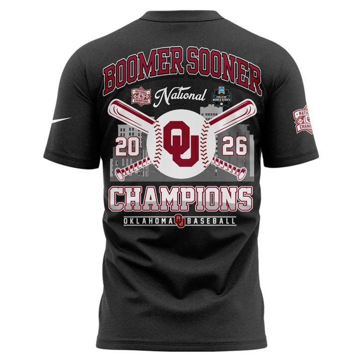 Men's Champion Gray Oklahoma Sooners 2026 NCAA Baseball Men's College World Series Champions Locker Room T-Shirt