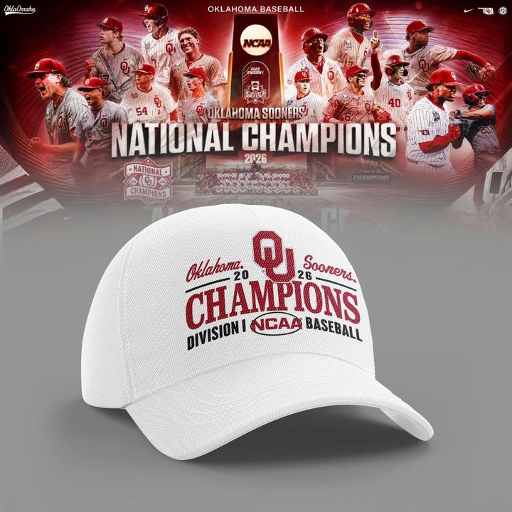 Men's '47 White Oklahoma Sooners 2026 NCAA Baseball Men's College World Series Champions Clean Up Adjustable Hat